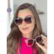 Armação de óculos de grau - Kimberly 3 em 1 cod 5302  - Rose com dourado haste animal print rosado clip on nude e clip on marrom degrade
