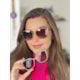 Armação de óculos de grau - Kimberly 3 em 1 cod 5302  - Rose gold haste marrom mesclado clip on dourado transparente e clip on nude