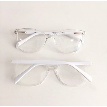 Armação de óculos de grau - Larissa 9606 - Transparente haste branca