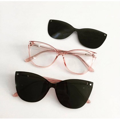 Armação de Óculos de Grau - Laura 5102/6102 - Rose transparência lente preta C6 Armação de Óculos de Grau - Laura 5102/6102 - Rose transparência lente preta C6