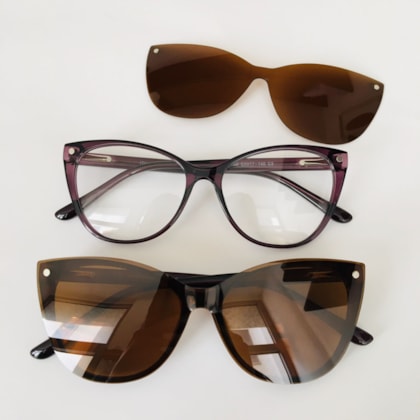 Armação de óculos de grau - Laura 5102/6102 - roxo lente marrom C5 Armação de óculos de grau - Laura 5102/6102 - roxo lente marrom C5
