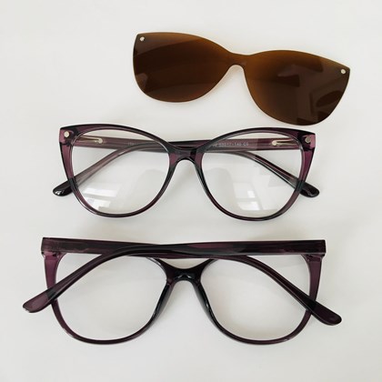 Armação de óculos de grau - Laura 5102/6102 - roxo lente marrom C5