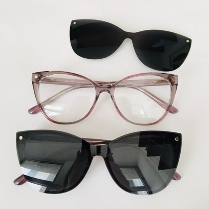 Armação de óculos de grau - Laura 5102/6102 - roxo transparente lente preta C2