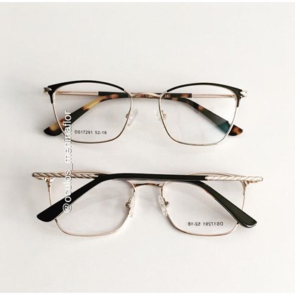 Armação de óculos de grau - Lilian 2.0 - Preto com haste animal print