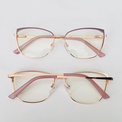 Armação de óculos de grau - Luana 0535 - dourado detalhe lilás com branco C6
