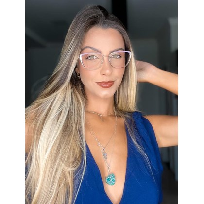 Armação de óculos de grau - Luana 0535 - dourado detalhe lilás com branco C6 Armação de óculos de grau - Luana 0535 - dourado detalhe lilás com branco C6