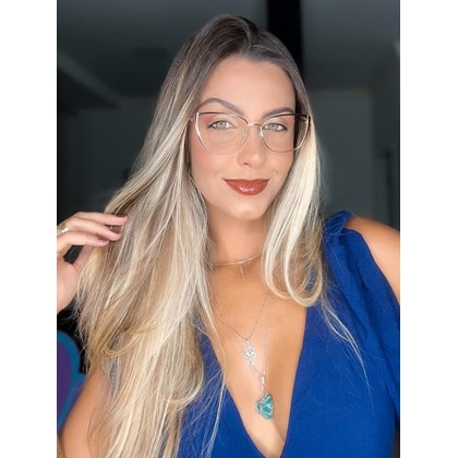 Armação de óculos de grau - Luana 0535 - dourado detalhe preto com bordo C1 Armação de óculos de grau - Luana 0535 - dourado detalhe preto com bordo C1