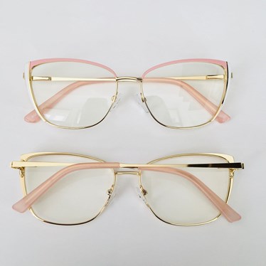 Armação de óculos de grau - Luana 0535 - dourado detalhe rose com branco C4