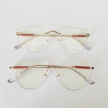 Armação de óculos de grau - Luisa Glow 3 pontos 80057/80041 - dourado brilho rose ponteira transparente C1