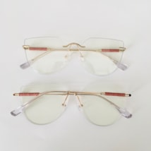 Armação de óculos de grau - Luisa Glow 3 pontos 80057 - dourado brilho rose ponteira transparente Armação de óculos de grau - Luisa Glow 3 pontos 80057 - dourado brilho rose ponteira transparente