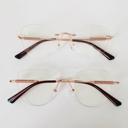 Armação de óculos de grau - Malévola 3 pontos cod 81075 - rose gold ponteira bordo detalhe preto C6 Armação de óculos de grau - Malévola 3 pontos cod 81075 - rose gold ponteira bordo detalhe preto C6