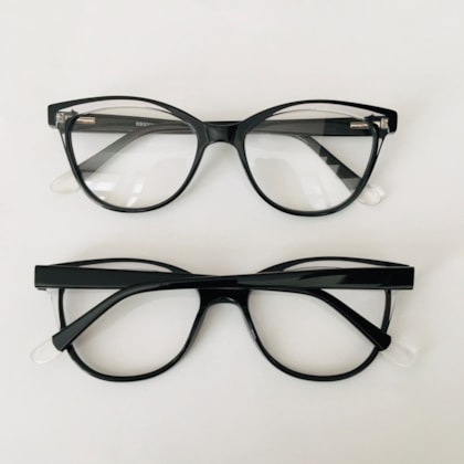 Armação de óculos de grau - Malu 90014 - preto com detalhe transparente C1 Armação de óculos de grau - Malu 90014 - preto com detalhe transparente C1