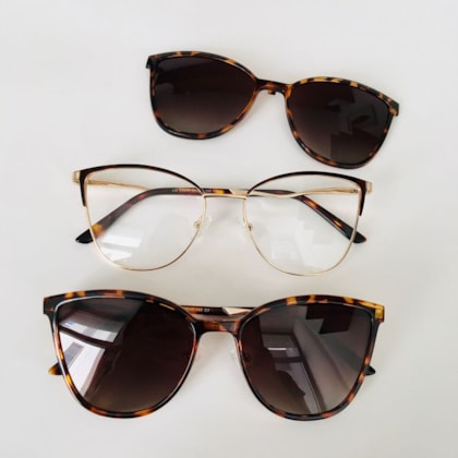 Armação de óculos de grau - Malvina C0204 - animal print com dourado c7 Armação de óculos de grau - Malvina C0204 - animal print com dourado c7