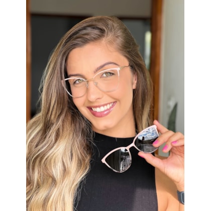 Armação de óculos de grau - Malvina C0204 - rose com dourado c4 Armação de óculos de grau - Malvina C0204 - rose com dourado c4