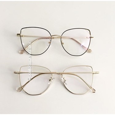 Armação de óculos de grau - Malvina - Preto com dourado
