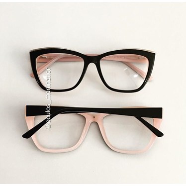 Armação de óculos de grau - Maressa - Preto fundo rosa