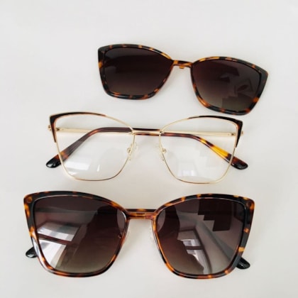 Armação de óculos de grau - Marina C0201 - animal print com dourado c7 Armação de óculos de grau - Marina C0201 - animal print com dourado c7