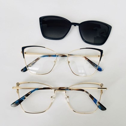 Armação de óculos de grau - Marina C0201 - azul com dourado c6