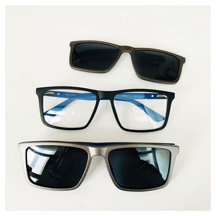 Armação de óculos de grau masculino - Alberto 99115 - cinza com detalhe azul C3 Armação de óculos de grau masculino - Alberto 99115 - cinza com detalhe azul C3