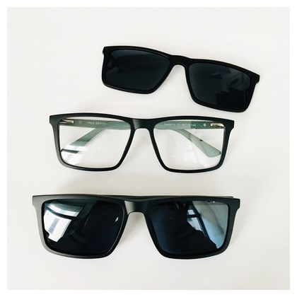 Armação de óculos de grau masculino - Alberto 99115 - preto com detalhe verde C2