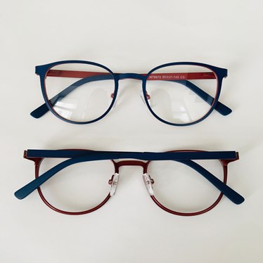 Armação de óculos de grau masculino - Alek 6973 - Azul fundo vermelho C3
