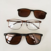 Armação de óculos de grau masculino - Beni 0152 - bronze com clip on marrom C4 Armação de óculos de grau masculino - Beni 0152 - bronze com clip on marrom C4