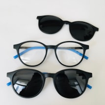 Armação de óculos de grau masculino - Ethan 6008 - preto fosco ponteira azul c6
