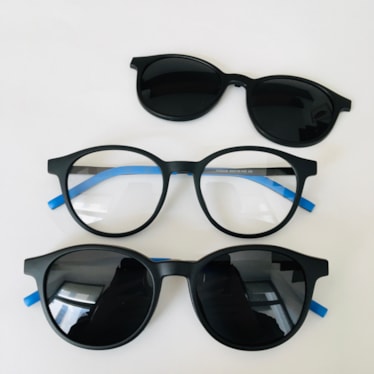 Armação de óculos de grau masculino - Ethan 6008 - preto fosco ponteira azul c6
