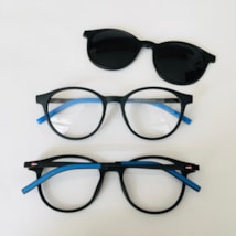 Armação de óculos de grau masculino - Ethan 6008 - preto fosco ponteira azul c6