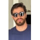 Armação de óculos de grau masculino - Ethan 6008 - preto fosco ponteira azul c6