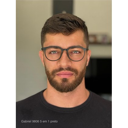 Armação de óculos de grau masculino - Gabriel 5 em 1 cod 9806 - preto com 5 cores de clip on