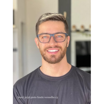 Armação de óculos de grau masculino - Henri 3036 - preto fundo vermelho C3 Armação de óculos de grau masculino - Henri 3036 - preto fundo vermelho C3