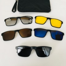Armação de óculos de grau masculino - Jonas 5 em 1 cod 2258 - preto com 5 cores de clip on solar