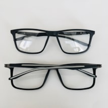Armação de óculos de grau masculino - Luidi 1001 - preto haste detalhe branco C1