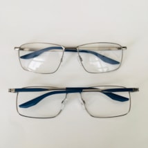 Armação de óculos de grau masculino - Noah 1018 - prata haste detalhe azul C4