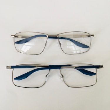 Armação de óculos de grau masculino - Noah 1018 - prata haste detalhe azul C4