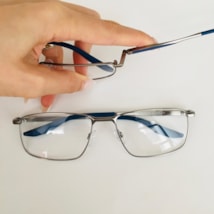 Armação de óculos de grau masculino - Noah 1018 - prata haste detalhe azul C4