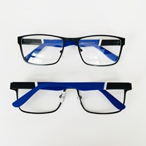 Armação de óculos de grau masculino - Rodrigo 8002 - preto haste azul com branco C8