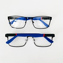 Armação de óculos de grau masculino - Rodrigo 8002 - preto haste azul com vermelho C6