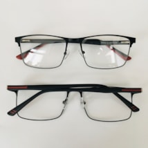 ARMAÇÃO DE ÓCULOS DE GRAU MASCULINO- RUBENS 6602 - PRETO COM DETALHE VERMELHO C2 ARMAÇÃO DE ÓCULOS DE GRAU MASCULINO- RUBENS 6602 - PRETO COM DETALHE VERMELHO C2