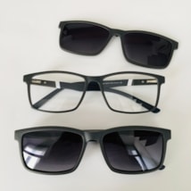 Armação de óculos de grau masculino - Thiaguinho 0270 - cinza escuro haste detalhe branco e azul clip on cinza escuro c5