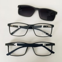 Armação de óculos de grau masculino - Thiaguinho 0270 - cinza escuro haste detalhe branco e azul clip on cinza escuro c5