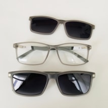 Armação de óculos de grau masculino - Thiaguinho 0270 - cinza haste detalhe branco clip on cinza c4