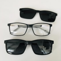 Armação de óculos de grau masculino - Thiaguinho 0270 - preto fosco haste detalhe branco e cinza clip on preto c6