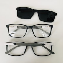 Armação de óculos de grau masculino - Thiaguinho 0270 - preto fosco haste detalhe branco e cinza clip on preto c6