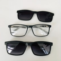 Armação de óculos de grau masculino - Thiaguinho 0270 - preto fosco haste detalhe cinza clip on preto fosco c8