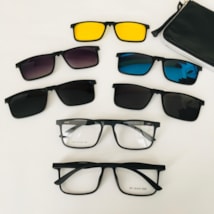Armação de óculos de grau masculino - Victor 5 em 1 cod 9808 - preto com 5 cores de clip on solar