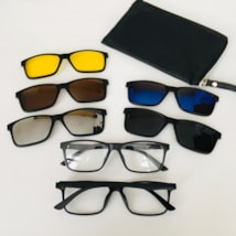 Armação de óculos de grau masculino - Yago 5 em 1 cod 2292 - preto com 5 cores de clip on solar Armação de óculos de grau masculino - Yago 5 em 1 cod 2292 - preto com 5 cores de clip on solar