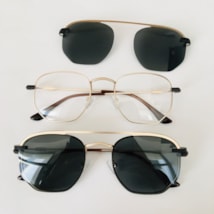 Armação de óculos de grau - Melanie 2.0 cod 3806 - dourado clip on detalhe dourado lente preta C2 Armação de óculos de grau - Melanie 2.0 cod 3806 - dourado clip on detalhe dourado lente preta C2