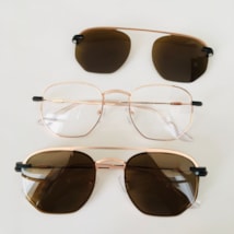 Armação de óculos de grau - Melanie 2.0 cod 3806 - rose gold clip on lente marrom C6 Armação de óculos de grau - Melanie 2.0 cod 3806 - rose gold clip on lente marrom C6